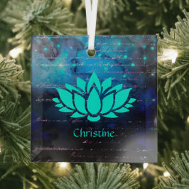 White Lotus Blume über Bokeh Sky und subtile Schri Ornament Aus Glas