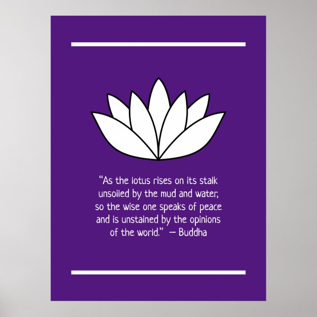 White Lotus Blume und Buddha Zitat Poster (Vorne)