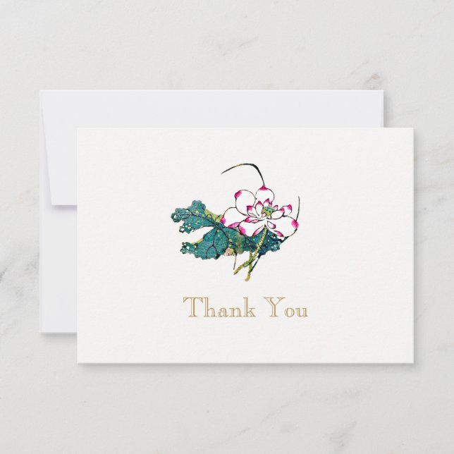 White Lotus Blume Vielen Dank Einladung (Vorderseite)