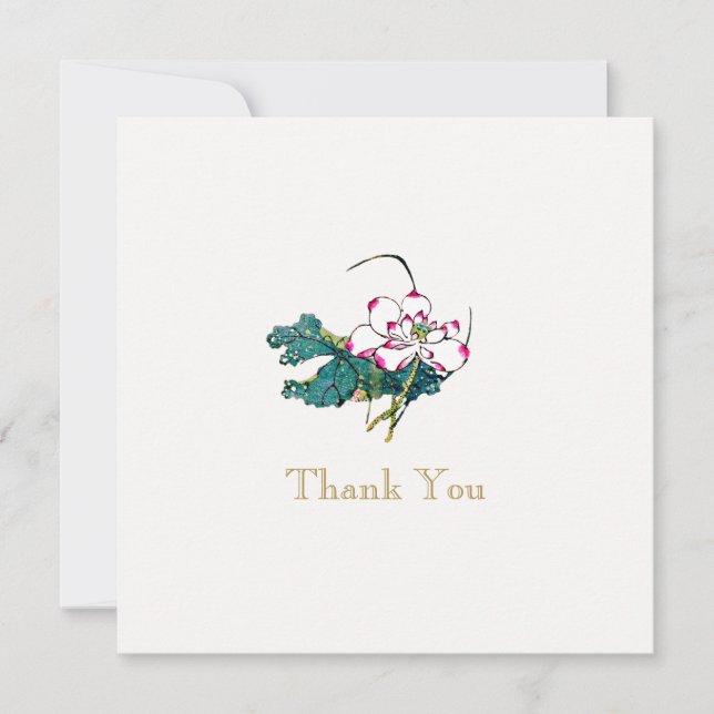 White Lotus Blume Vielen Dank Einladung (Vorderseite)