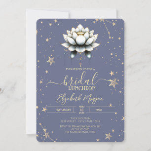 White Lotus Celestial Stars Pastel Lavander Bridal Einladung