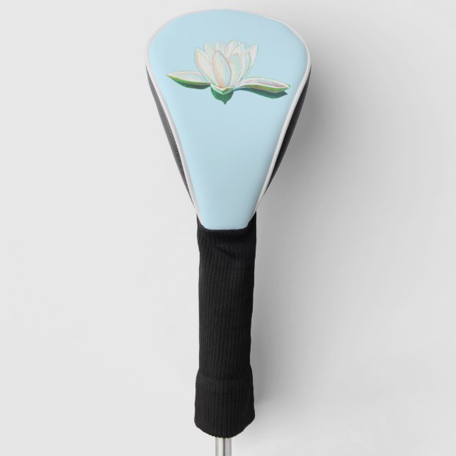 White Lotus Flower Illustration   Golf Headcover (Vorderseite)