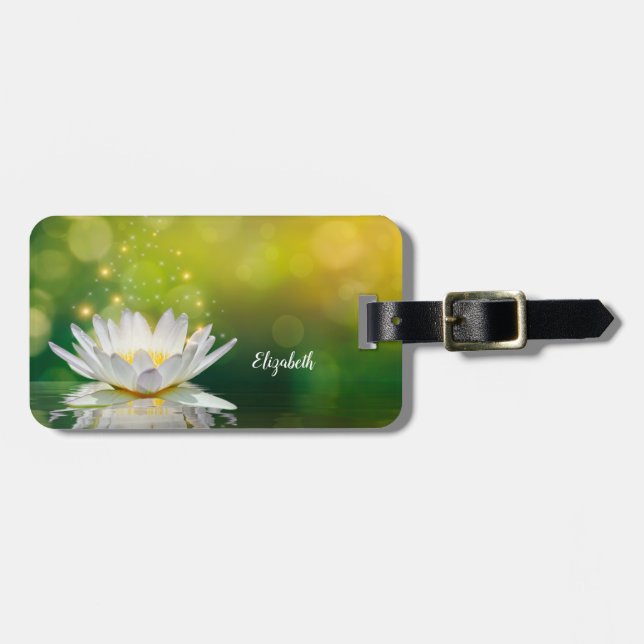 White Lotus Flower Landscape Gepäckanhänger (Vorderseite horizontal)