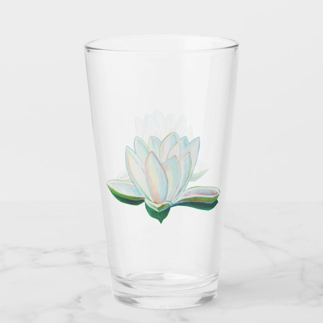 White Lotus Illustration Glas (Vorderseite)