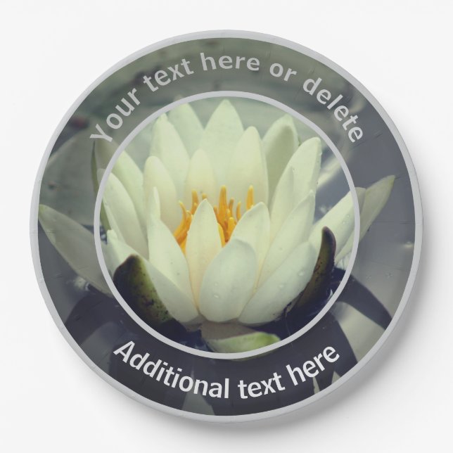 White Lotus Lily Blume Personalisiertes Party Pappteller (Vorderseite)