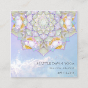 White Lotus Mandala Moderner Yoga-Lehrer Quadratische Visitenkarte