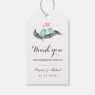 White Lovebirds mit Small Heart Wedding Geschenk T Geschenkanhänger