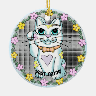 White Lucky Cat Ornament