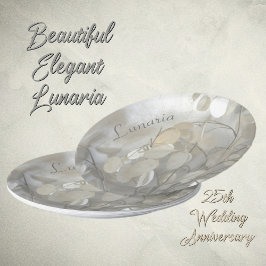 White Lunaria Silver Dollars Elegant Pappteller