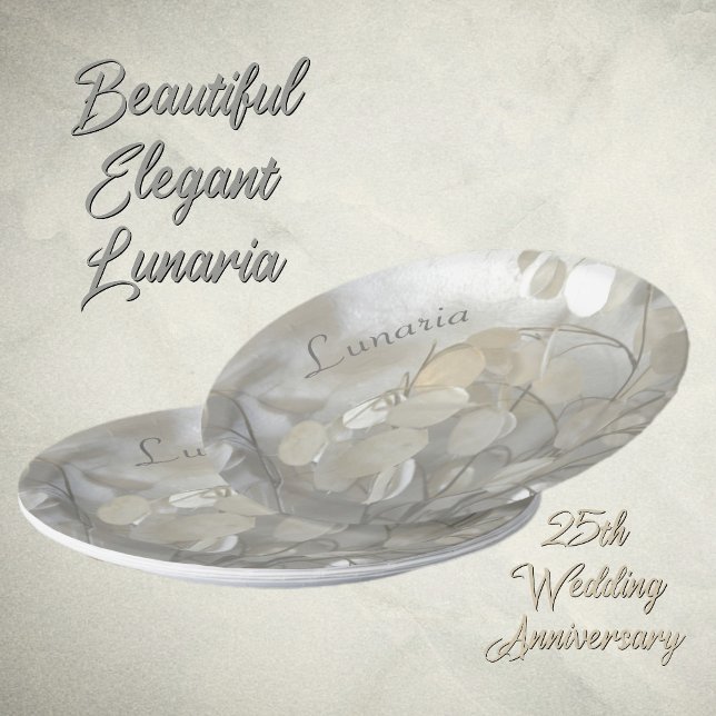 White Lunaria Silver Dollars Elegant Pappteller (Von Creator hochgeladen)