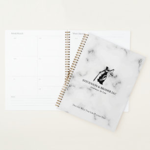 White Luxury Marble texture Lady Justice Logo Planer