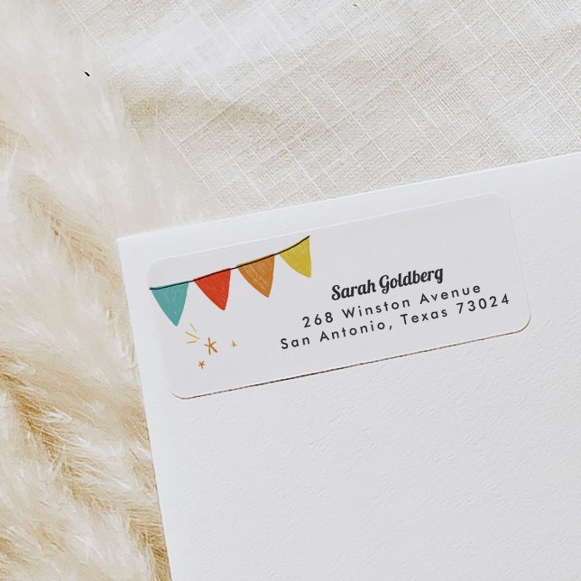White Magic Show Rücksendeadressen-Aufkleber (Kids party banner return address labels.)