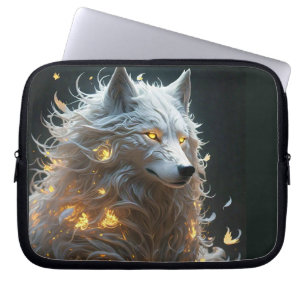 White Magical Wolf Laptopschutzhülle