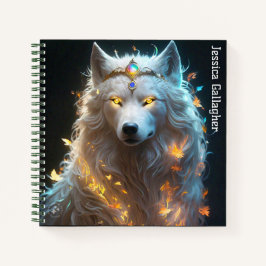 White Magical Wolf Notizbuch
