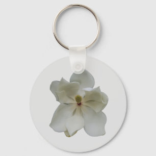 White Magnola Blume auf Schlüsselkette Schlüsselanhänger