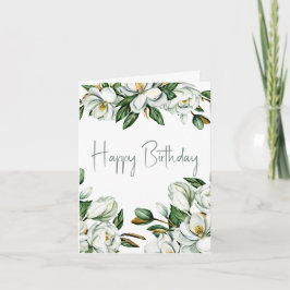 White Magnolia Birthday Karte