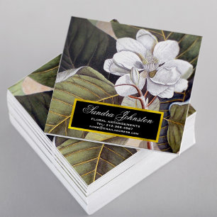 White Magnolia Blume Vintag Botanisch Quadratische Visitenkarte