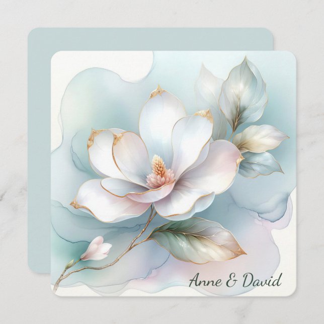 White Magnolia Blume Wedding Vow Renewal Einladung (Vorne/Hinten)