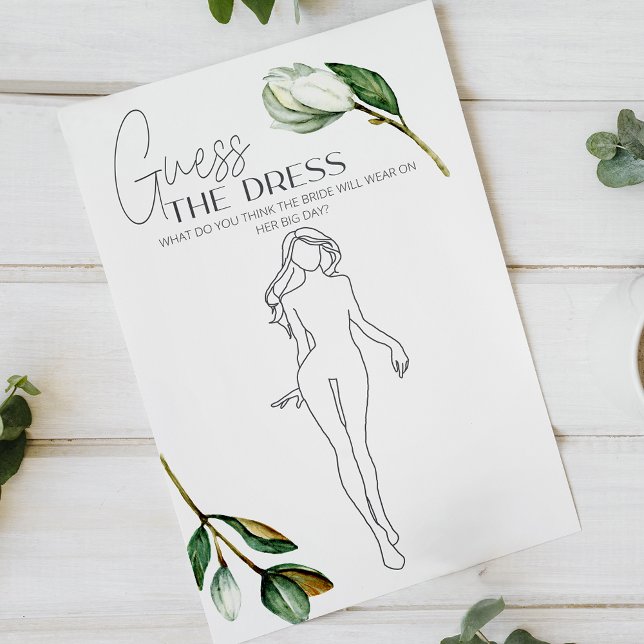 White Magnolia Floral Bridal Game Guess the Dress Flyer (Von Creator hochgeladen)