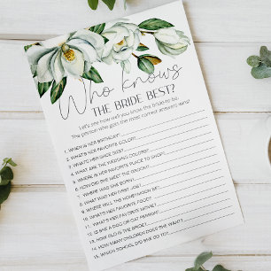 White Magnolia Floral Game, die die Braut kennt Flyer