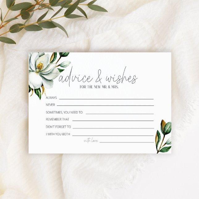 White Magnolia Floral Wedding Advice wünscht Briefpapier (Von Creator hochgeladen)