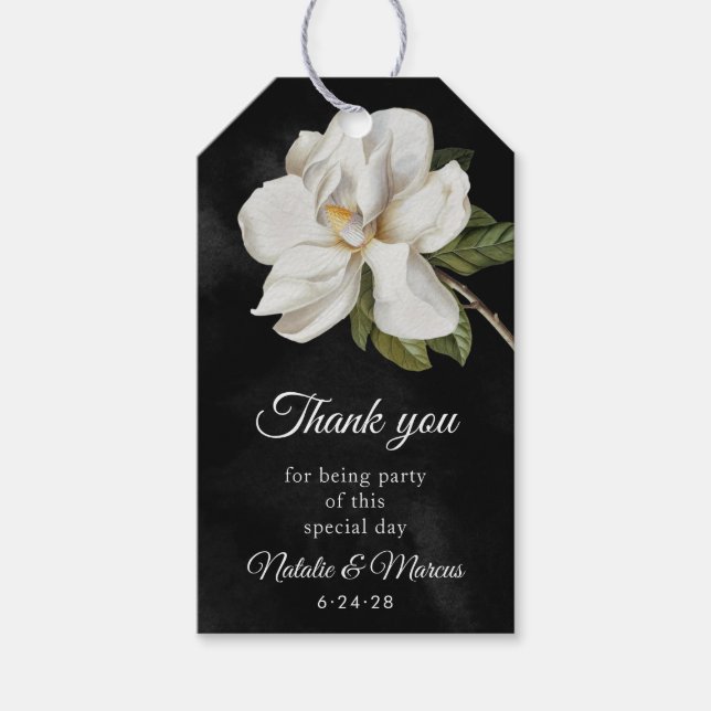 White Magnolia Gastgeschenk Hochzeit Tags Geschenkanhänger (Vorderseite)