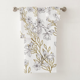 White Magnolia Goldweine Weiß Badhandtuch Set