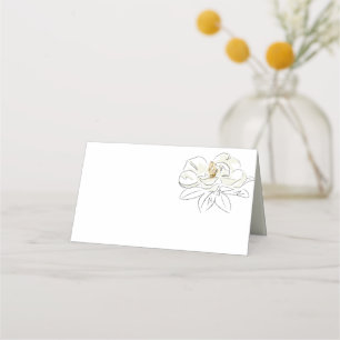 White Magnolia Illustration Minimaler Hochzeitstic Platzkarte