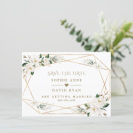 White Magnolia Rose Save The Date