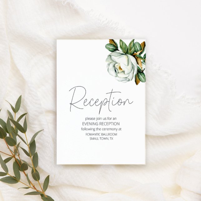 White Magnolia Rustic Floral Wedding Begleitkarte (Von Creator hochgeladen)