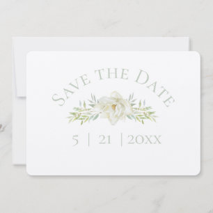 White Magnolia Save the Date Wedding