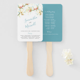 White Magnolia Wedding Program Fan Fächer
