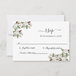 White Magnolias Elegante Hochzeit RSVP Karte