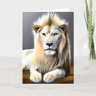White Majestic Lion Ethereal Art Denken Sie an S Karte