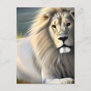 White Majestic Lion Ethereal Art Postkarte