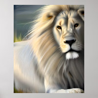 White Majestic Lion Ethereal Art SI