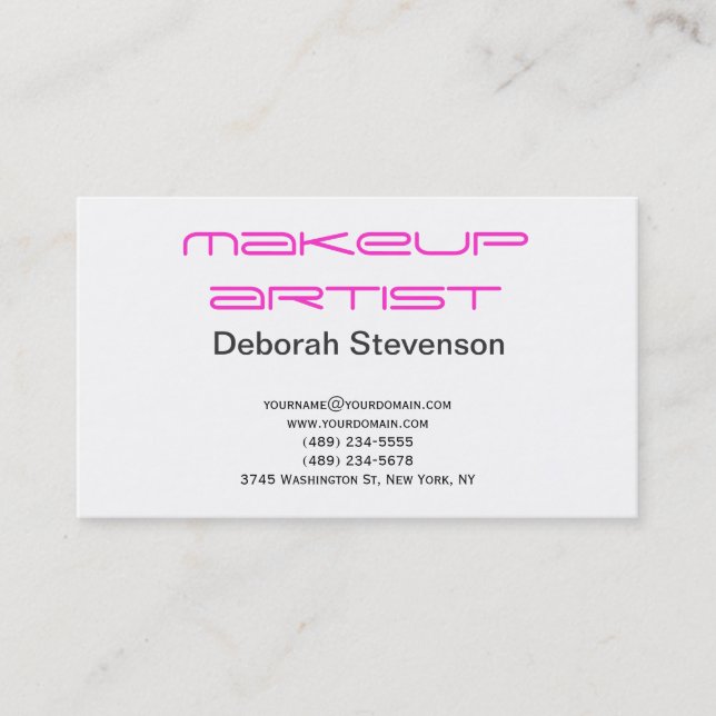 White Makeup Artist Business Card Visitenkarte (Vorderseite)