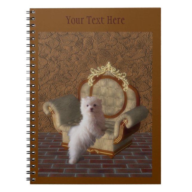 White Maltese Fantasy Dog Art Notebook Notizblock (Vorderseite)