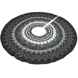White Mandala Black Polyester Weihnachtsbaumdecke
