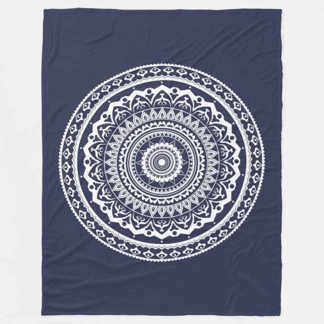White Mandala Lasse das Set, das Sie kostenlos Fleecedecke (Vorderseite)