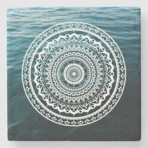 White Mandala Lasse das Set, das Sie kostenlos Steinuntersetzer