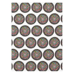 White Mandala Rainbow Indian Pattern Tableclout Tischdecke