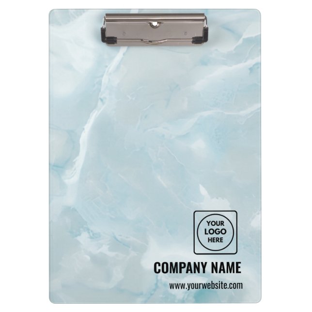White Marble Business Logo Pro clipboard Klemmbrett (Vorderseite)