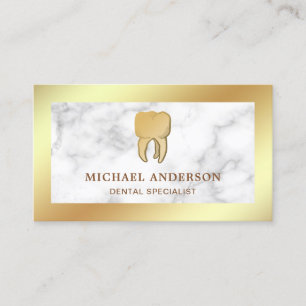 White Marble Gold Foil Dental Clinic Zahnarzt Visitenkarte