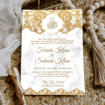 White Marble Gold Foil Lace Islamische Hochzeit