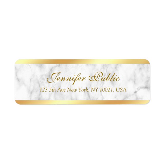 White Marble Gold Handgeschriebener Skripttext Ele (Vorne)