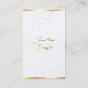 White Marble Gold Moderne Handschrift Chic Vorlage Visitenkarte