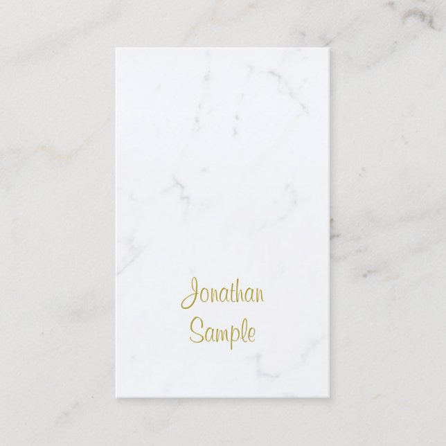 White Marble Gold Script Template Luxus Moderne Visitenkarte (Vorderseite)