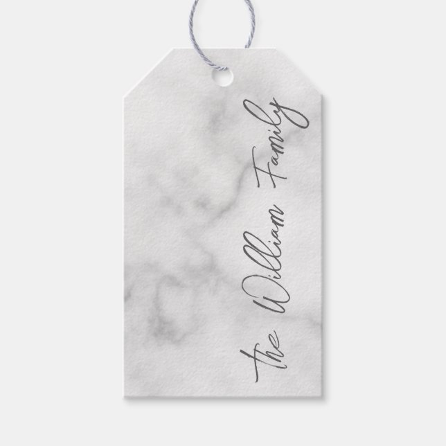 White Marble Modernes Script Personalisiert Name Geschenkanhänger (Vorderseite)