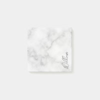 White Marble Modernes Script Personalisiert Name